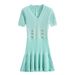 Women's Clothing V Neck Waist Knitted Dress For Women High Grade Zipper Slim Hip Fishtail Skirt_voghion.com