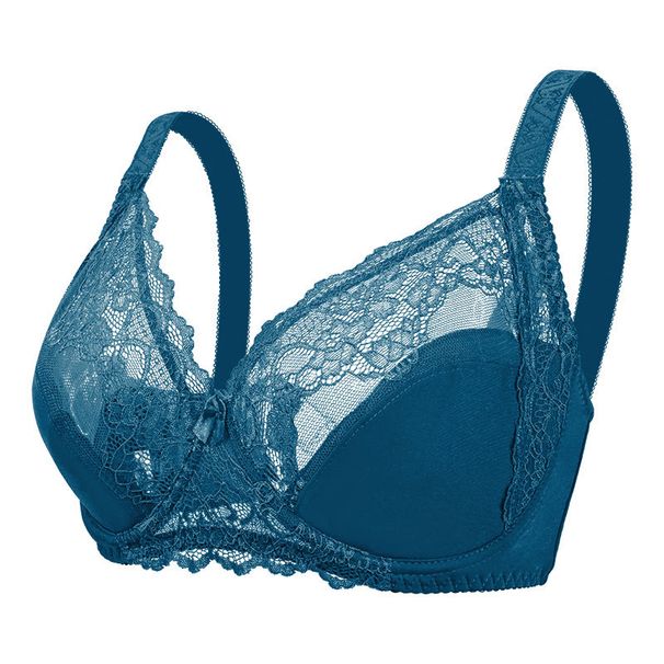 Women's Intimates Large Size Bra Adjustment Type Large Breast Gathering Underwire Lace Women's Underwear_voghion.com