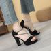 High heeled sandals, thick heels , sexy rhinestone waterproof platform fish mouth shoes_voghion.com