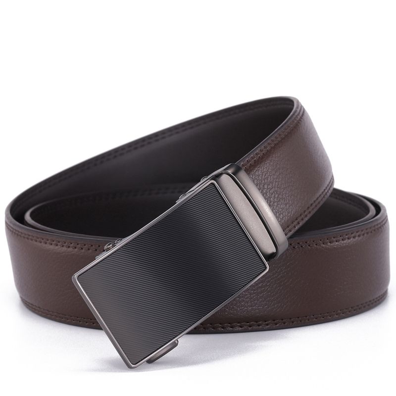 2024 New 3.5cm Automatic Buckle Men's Two-layer Cowhide Belt Genuine Leather Belt Men's Business Fashion Accessories_voghion.com