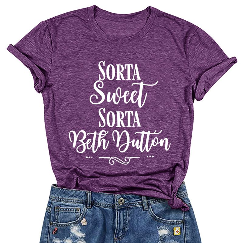 Lässiges T-Shirt mit Rundhalsausschnitt und Buchstabendruck_voghion.com