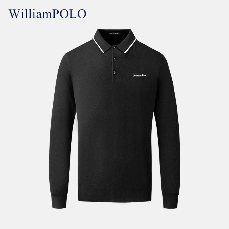Herrenbekleidung King Paul Herbst Herren Langarm Poloshirt lässig einfarbig leichte Business Herren Tops Langarm T-Shirt Spot_voghion.com