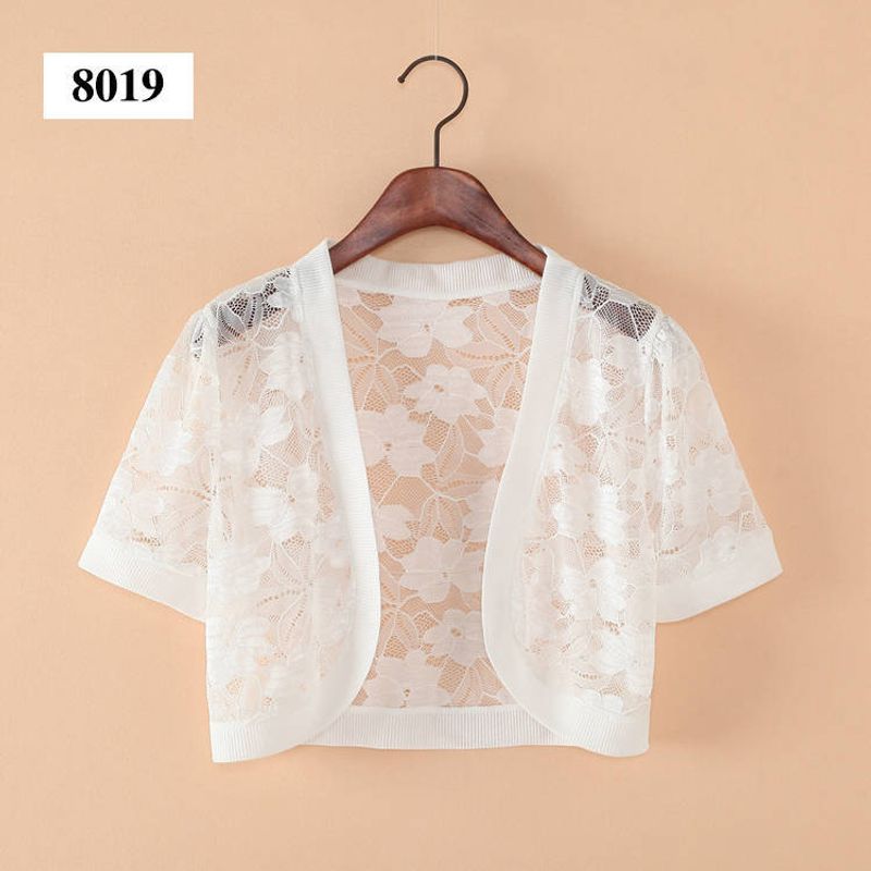 Women's Lace Jacket Cardigan Summer Thin Hollow Short Sleeve Sunscreen Clothing Ladies Tops Small Shawl Coat Y938_voghion.com