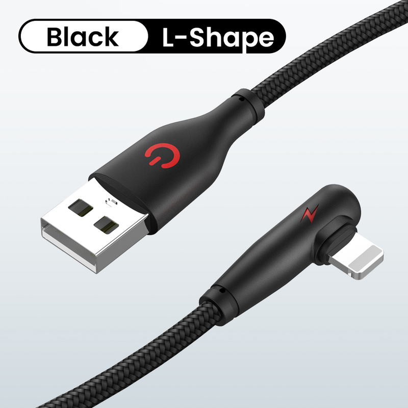 Nylon L-form USB Für iPhone 14 13 12 11 Pro Max XS XR X 8 7 6 6S 5S 3A Schnelle Ladegerät 90 Grad USB Kabel P S_voghion.com