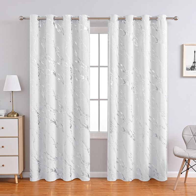 Cortinas opacas de mármol de lujo con aislamiento térmico y lámina dorada y plateada para sala de estar y dormitorio. Bloquean la luz al 100 % y protegen los rayos UV._voghion.com