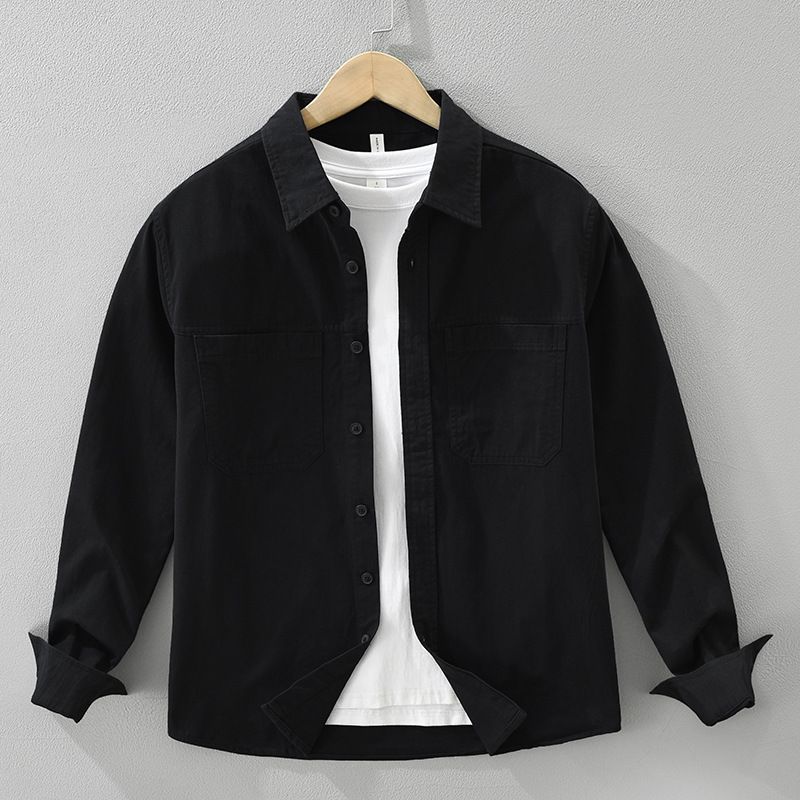 Nuova camicia da lavoro a maniche lunghe per uomo, alla moda e versatile, top ampio e casual._voghion.com
