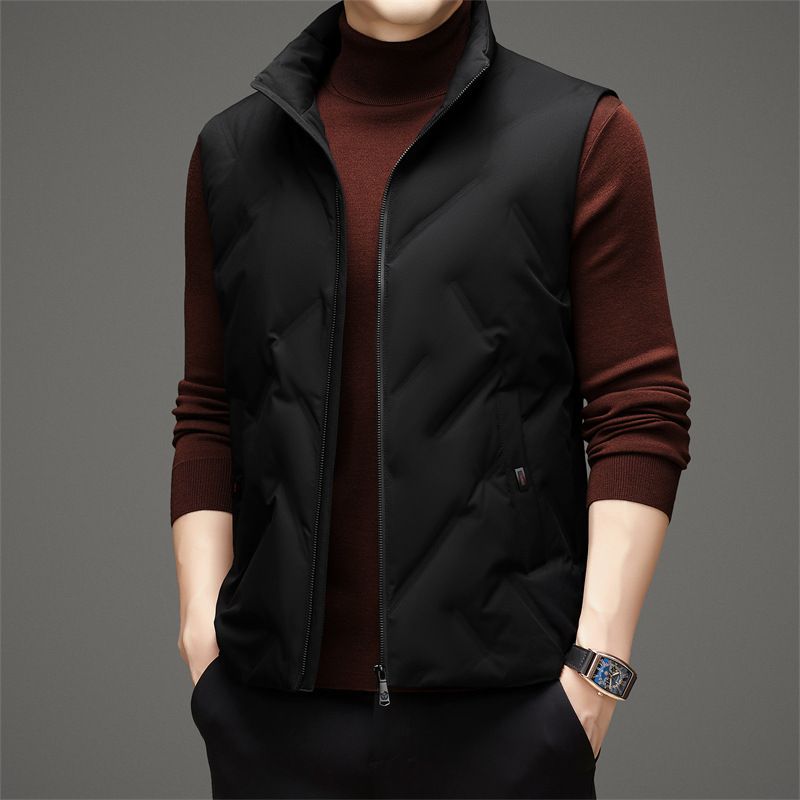 Gilet in piuma da uomo 2024 nuovo gilet invernale, giacca versatile casual con spalle scoperte, collo alto_voghion.com