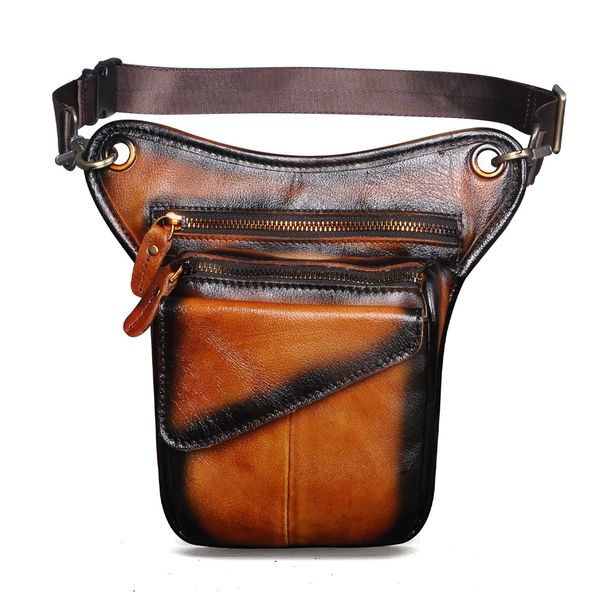 Kopfschicht aus ölgehärtetem Leder, Rindsleder, trendige, coole Handykamera für den Außenbereich, 8-Zoll-Beintasche, Hüfttasche_voghion.com