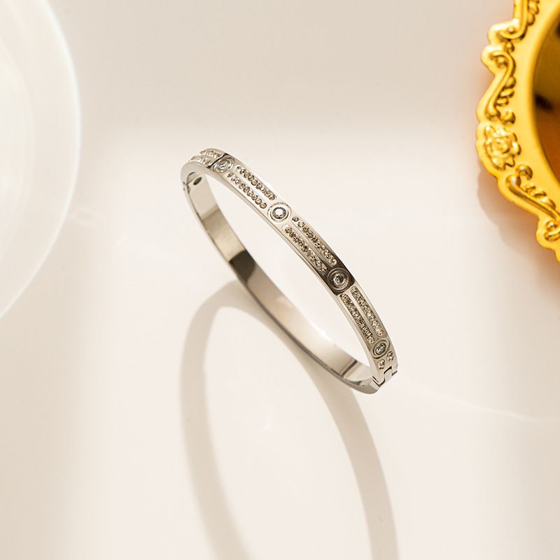 Direct Card Plus Sky Star Two Rows With Micro Inlaid Full Diamond Titanium Stainless Steel Fashion Bracelet_voghion.com