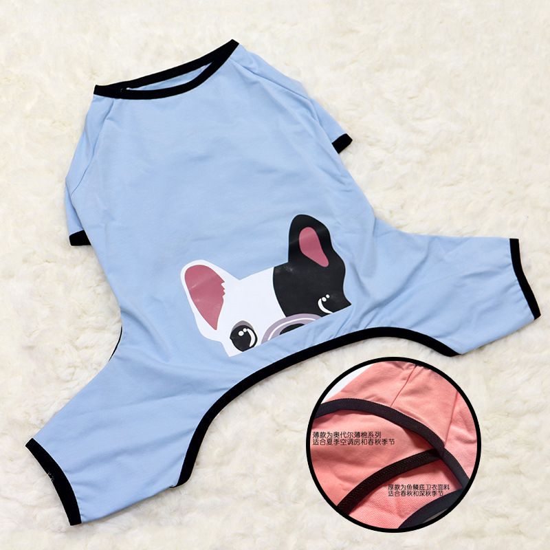 Fadou clothes spring and autumn fat dog four-legged cotton printed pajamas warm knitted elastic a generation of wholesale_voghion.com