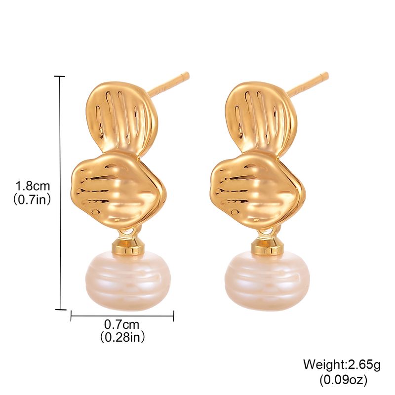 1 paio di orecchini pendenti in perle di rame con intarsi geometrici irregolari in stile semplice casual_voghion.com