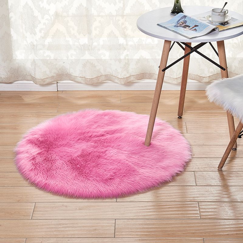 Round White Home Living Room Bedroom Plush Carpet_voghion.com