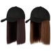 hot selling Fashion Hair Extensions Medium Long Ladies Straight Wigs Hat Patchwork Head Cover Synthetic Women Baseball Peaked Wig_voghion.com
