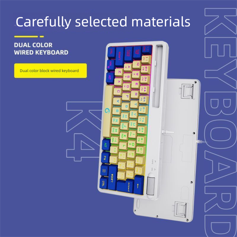 Bargain RGB Backlit Wired 61-Key Dual-Switch Mechanical Feel Keyboard For Computer Office Gaming Universal Laptop_voghion.com