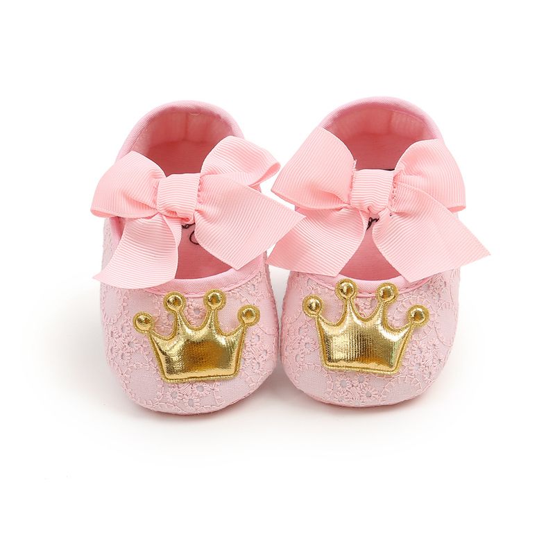 Rutschfeste Babyschuhe mit weicher Sohle, rosa Prinzessinnenschleife_voghion.com