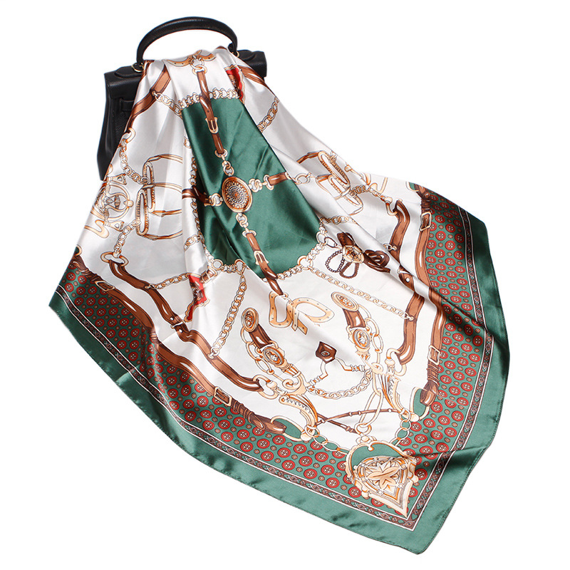 Muslim headscarf Women's silk imitated large square scarf gift scarf print color ding scarf_voghion.com