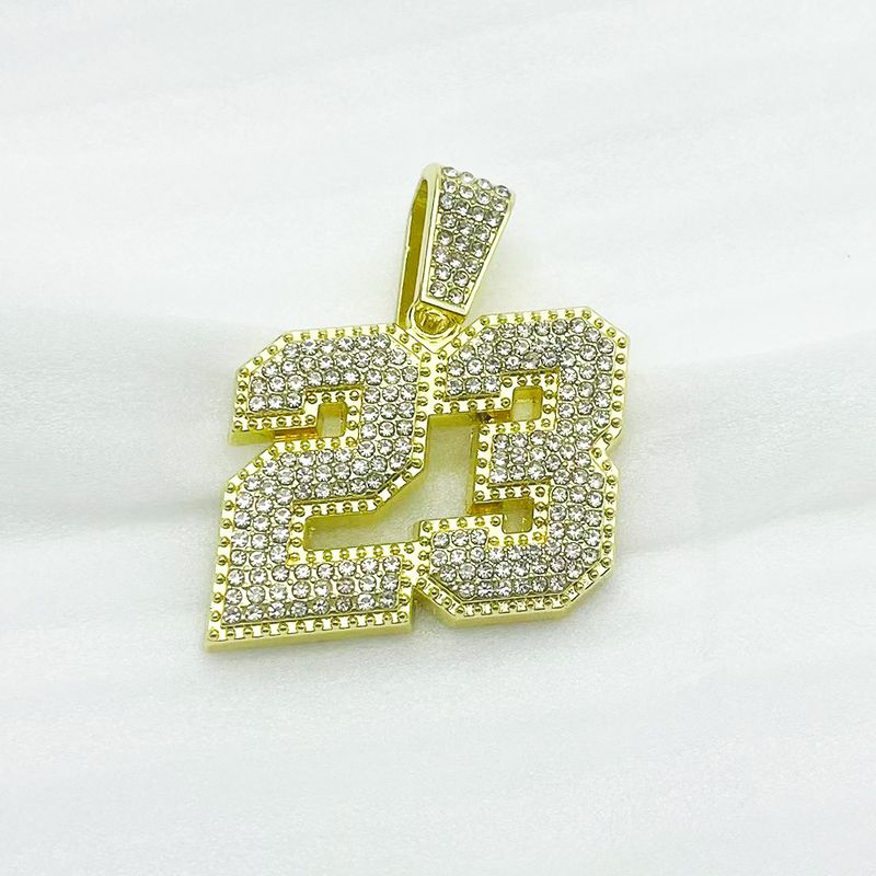 Hip Hop Patchwork Full Diamond 3D Number 23 Pendant Necklace For Men Cool Trendy Street Dance Nightclub Cuban Chain_voghion.com