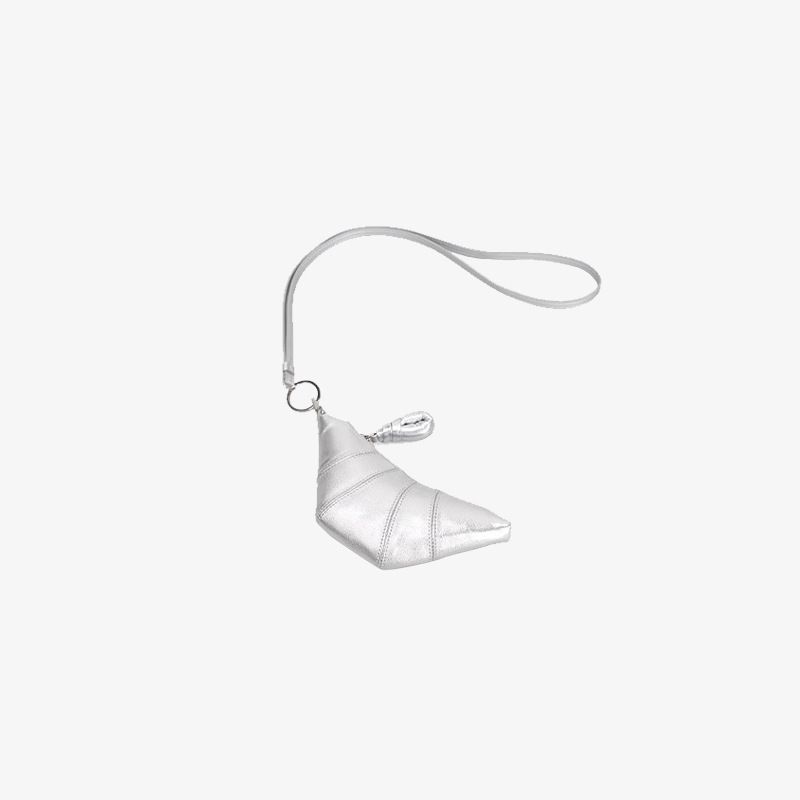 Mini croissant colgante para el cuello, novedad de 2024, monedero de piel de oveja con forma de bola de masa hervida, de cuero genuino, con tarjetero para mujer._voghion.com