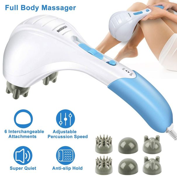 Elektrisches Massagegerät Handheld Ganzkörper Percussion Massagegerät Doppelkopf Vibrierender Körper Entspannen_voghion.com