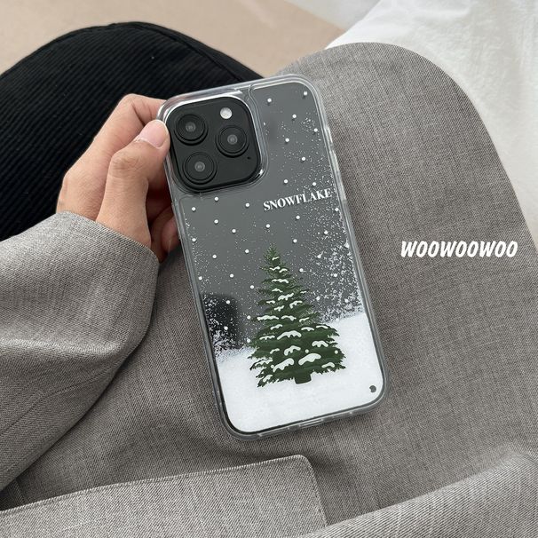 TechGlobe WOOWOOWOO Niche Coque de téléphone de Noël motif flocon de neige et bonhomme de neige, compatible avec iPhone 16 Pro Max, motif automne-hiver_voghion.com