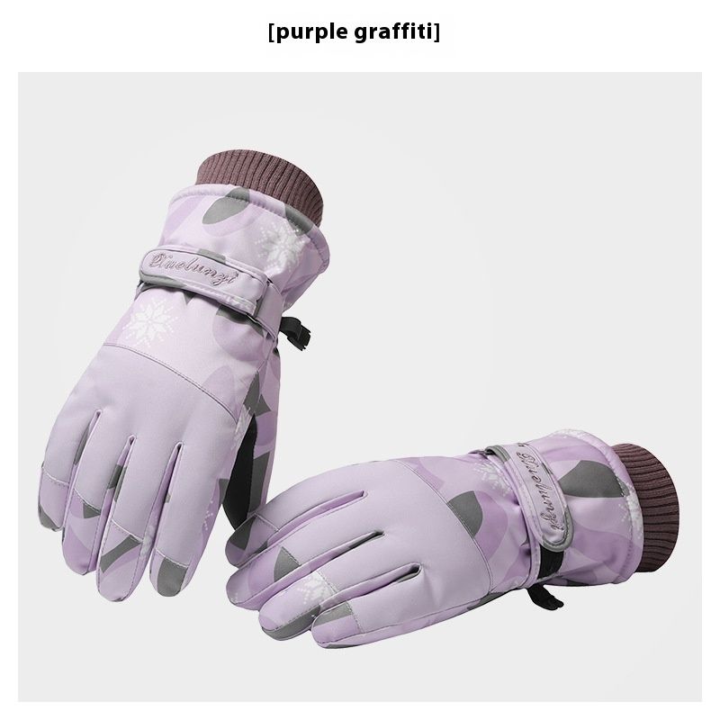 Ski Gloves For Women Winter Outdoor Warm Riding Thickened Autumn And Winter Windproof And Wear-resistant Touch Screen Winter Cotton Gloves_voghion.com