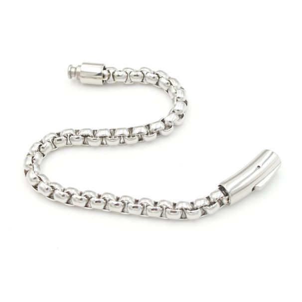 Hip Hop Trend Unisex Titanium Steel Personalit Bracelet 6mm Square Pearl Minimalist Stle Versatile Snap Button_voghion.com