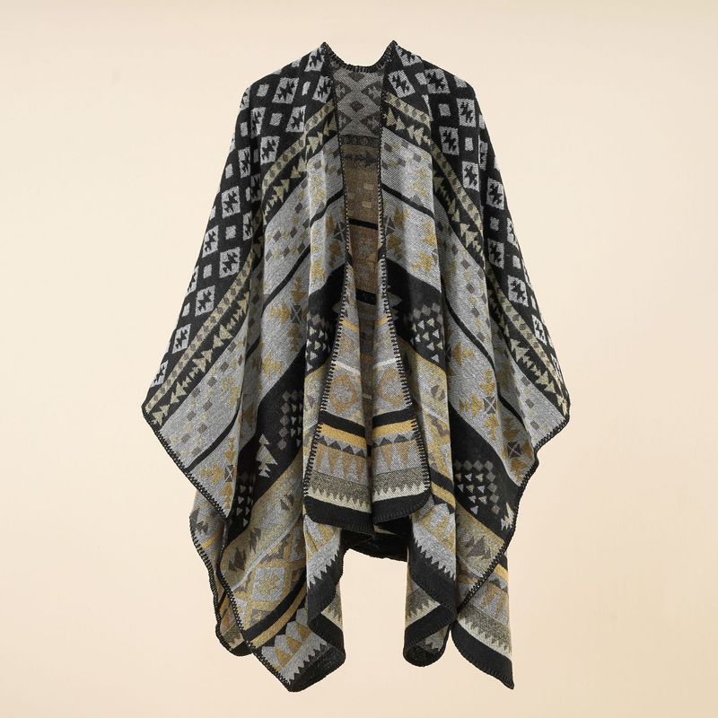 New ethnic style scarf women's autumn and winter split shawl coat dual-purpose_voghion.com