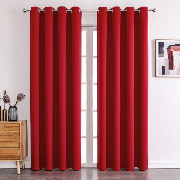Solid Color Blackout Curtains - 100% Light Blocking & Thermal Insulated (Premium Dense Fabric, Ready-to-Hang Window Drapes For Home & Office)_voghion.com