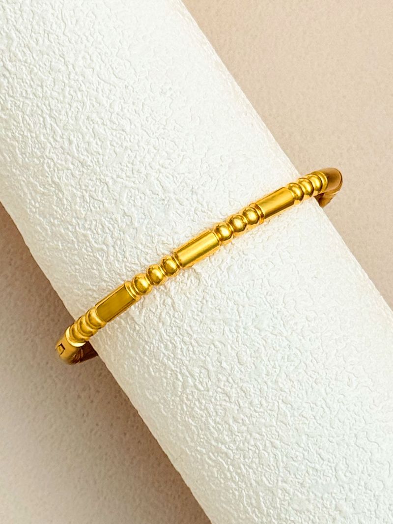 Women's Bracelets Stainless Steel High End Light Luxury Gold Bracelet Bamboo Round Bead Open Bracelet Gold Bangles_voghion.com