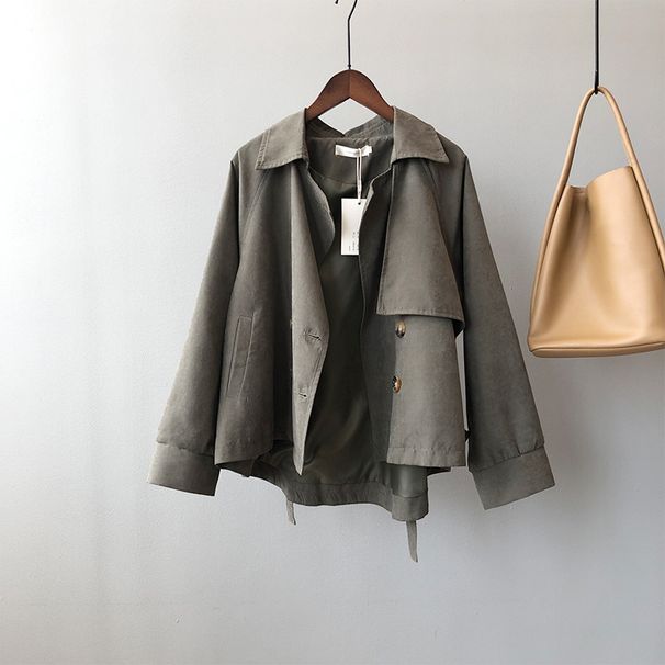 Women's Clothing spring new retro short windbreaker for small men female chic loose temperament coat 7962_voghion.com