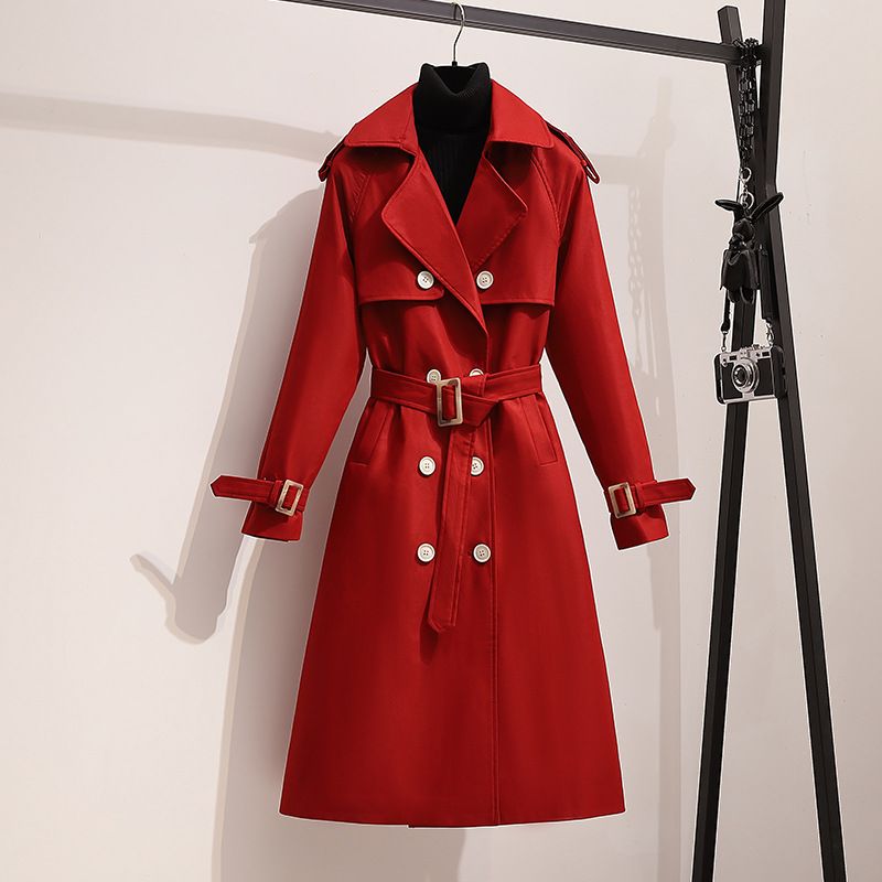 ​Women's Trench Coat With Belt - Slim Fit Oversized Long Coat, Elegant & Youthful, Plus Size, Office & Casual Wear​_voghion.com