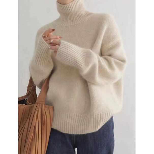 Korean-Style High-Neck Sweater Women's Autumn And Winter Thickened Knitted Top With A High-End And Laid-Back Style, Pair_voghion.com