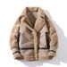Men's Winter Fleece-Lined Jacket – Slim Fit, Faux Shearling Collar (Khaki/Gray, M-5XL)_voghion.com