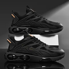 Black air cushion sports shoes men's new summer net shoes men's spring and autumn increase daddy casual men's shoes
