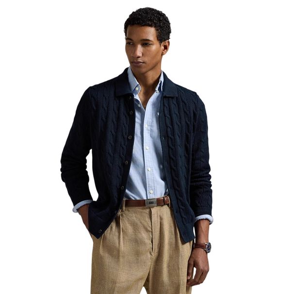 Men's Chunky Cable Knit Cardigan Retro Oversized Sweater Coat With Shawl Collar (S-XXL) – Thick Warm Wool-Like Pullover For Autumn & Spring_voghion.com