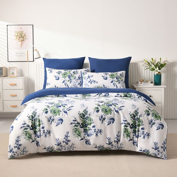 Three Piece Bedding Set Nordic Style Printed Brushed Quilt Cover Bed Sheet Set_voghion.com