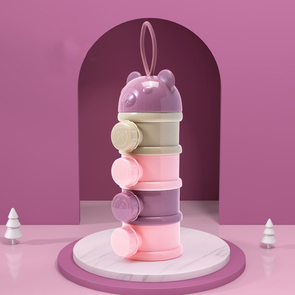 Contenitore per latte in polvere portatile a 4 strati in stile orso, con aperture multiple, contenitore per alimenti per neonati e bambini, contenitore per snack_voghion.com
