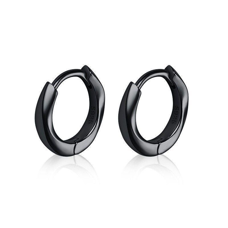 Brincos geométricos minimalistas masculinos - um ou dois, estilo hipster, preto/branco/prateado, 8 mm-12 mm, modernos e versáteis para uso diário_voghion.com