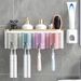 1 Set Multifunctional Toothbrush Rack And Mug Holder Wall Mounted Toothpaste And Mouthwash Storage With Toothpaste Squeezer_voghion.com