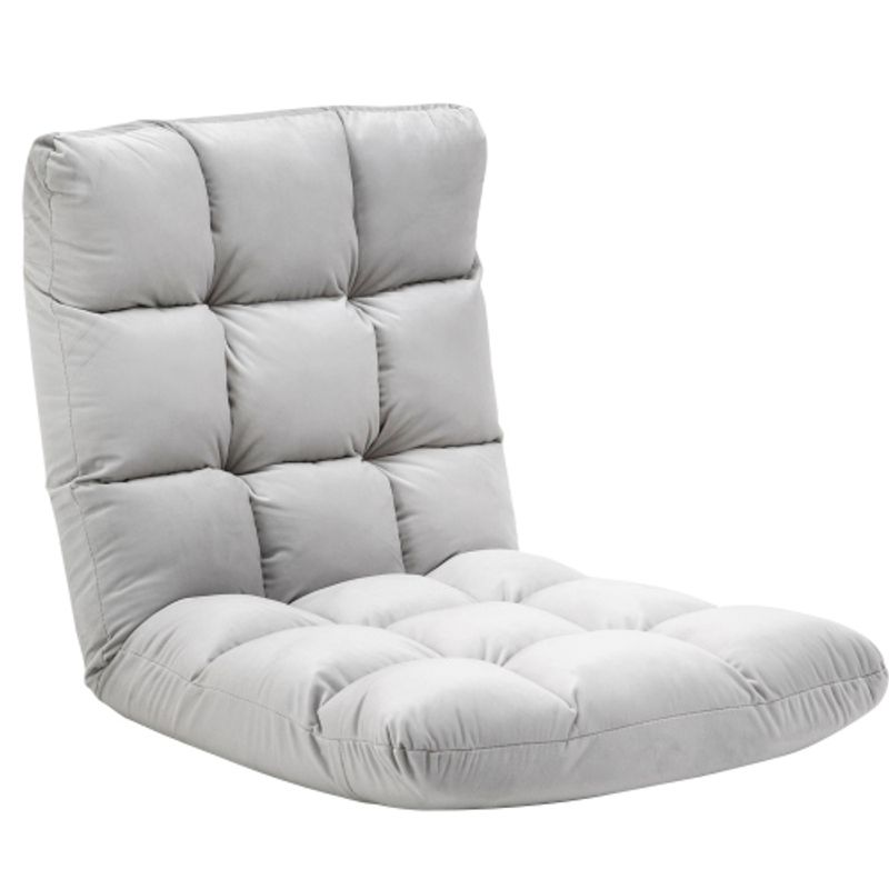 HOMCOM Bodenstuhl 3-in-1 Klappbar Mit Verstellbarer Rückenlehne 13 Positionen Klappliege Grau Metall Schaumstoff 55x71x53,5cm Für Wohnzimmer & Garten_voghion.com