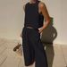 Women's large size suit loose solid color sleeveless shirt trousers two-piece suit_voghion.com
