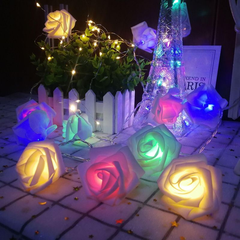LED Simulated Rose Small Colored Light String Valentine's Day Wedding Romantic Proposal Atmosphere Confession Decoration Light String_voghion.com