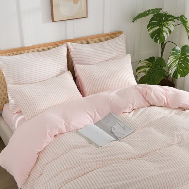 Soft Washed Cotton Long Pillow Bed Sheet Quilt Cover Bedding Four Piece Set_voghion.com