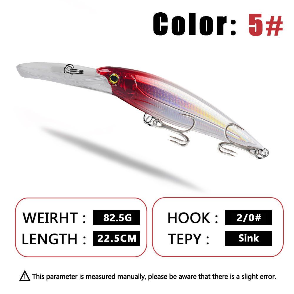 Επαγγελματικό δόλωμα ρυμούλκησης για θαλάσσιο ψάρεμα, αργής βύθισης, 225 χιλιοστά, 82,5 γρ., μεγάλο δόλωμα προσομοίωσης mino, δόλωμα Nanyou με πράσινη βελόνα, άλογο και καρχαρία_voghion.com