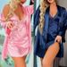 Women's satin underwear set silk lazy man dress gown pajama underwear set_voghion.com