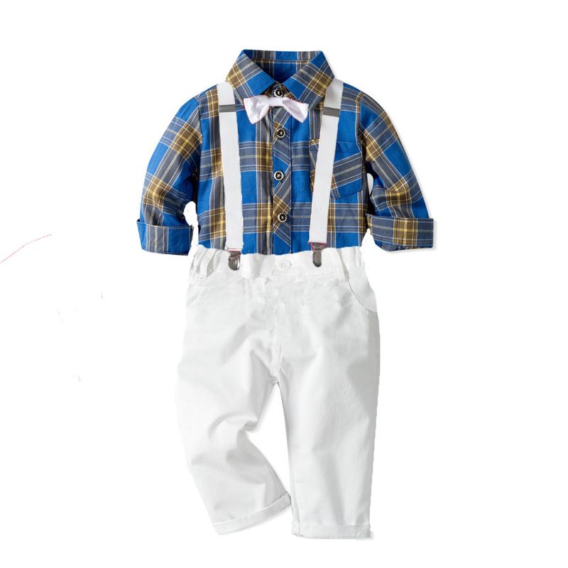 Robe d'automne pour enfants, costume pour hommes, à carreaux, manches longues, pantalon blanc, nouvelle collection_voghion.com