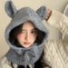Pasamontañas coreano con orejas bonitas para mujer, gorro cálido de invierno con protección para las orejas, tejido antifrío para el cuello, todo en uno_voghion.com