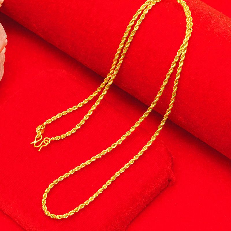 Vietnam Sand Couple Necklace 2/3/4/5mm Fried Dough Twists Gold Plated Twisted Rope Chain Men's And Women's Necklaces_voghion.com