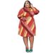 New Stripes with Belt Fashion Loose  Women's Plus size Dresses_voghion.com
