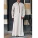 Herrenbekleidung Lange Herren Stehkragen Knopf Muslim Robe Männer_voghion.com